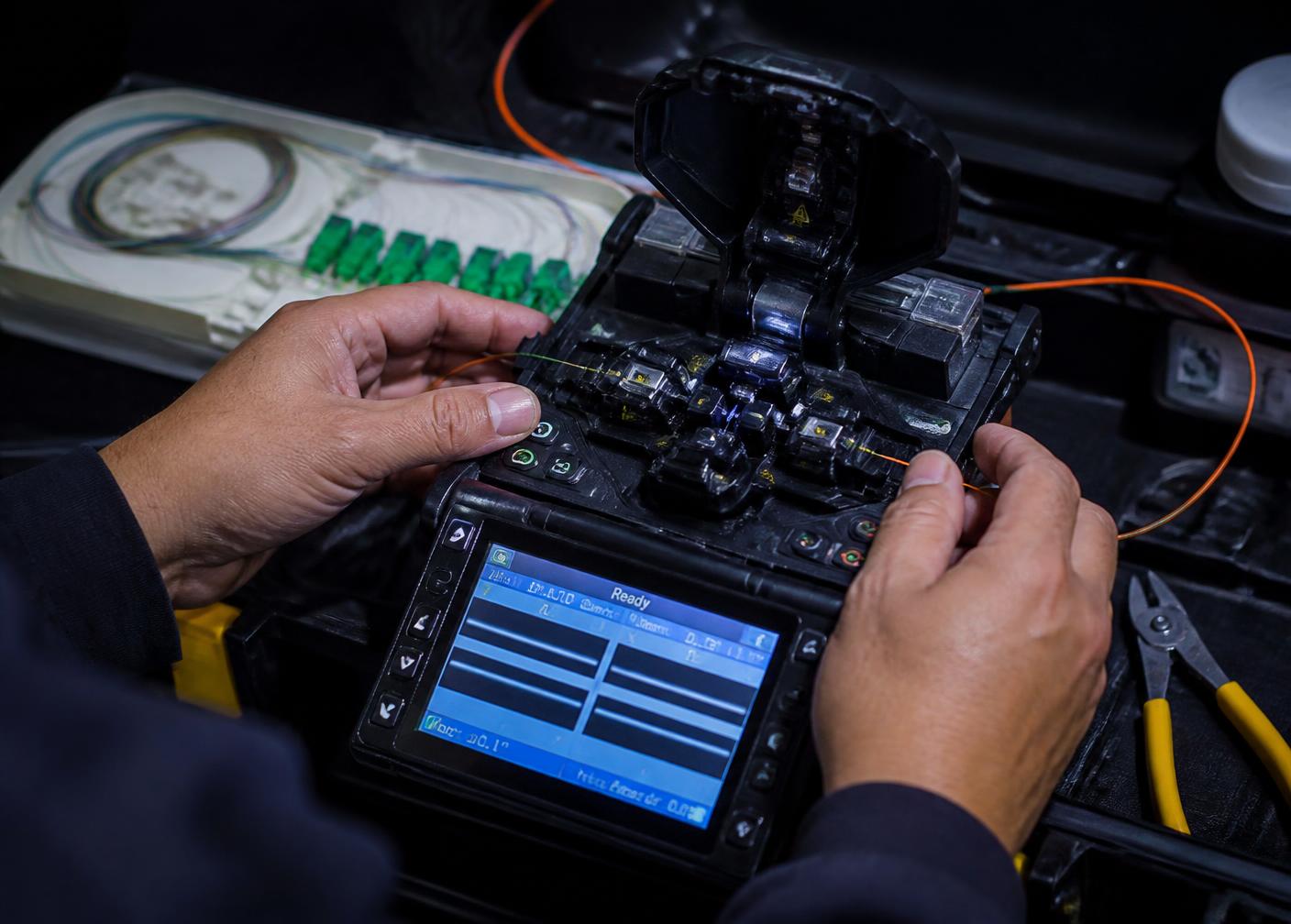 Fibre splicing work on a project route